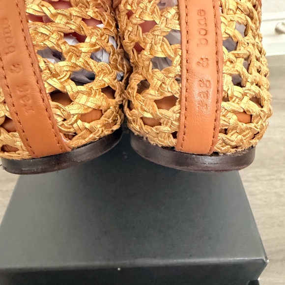 rag & bone Gold Woven Spire Mary Jane Flats with Tan Trim Size 8 US (EU38) - Picture 5 of 6